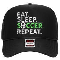 Funny Eat Sleep Soccer Repeat Soccer Player Coach Gift High Crown Mesh Back Trucker Hat