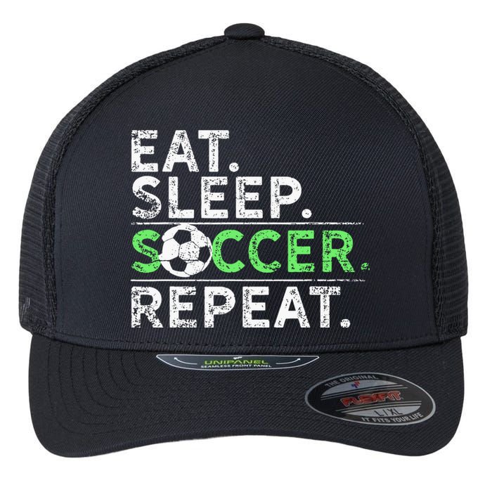 Funny Eat Sleep Soccer Repeat Soccer Player Coach Gift Flexfit Unipanel Trucker Cap