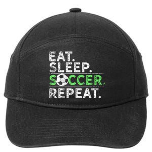 Funny Eat Sleep Soccer Repeat Soccer Player Coach Gift 7-Panel Snapback Hat