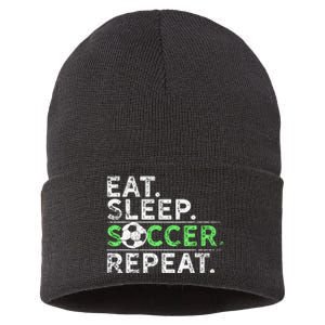 Funny Eat Sleep Soccer Repeat Soccer Player Coach Gift Sustainable Knit Beanie