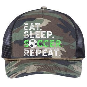 Funny Eat Sleep Soccer Repeat Soccer Player Coach Gift Retro Rope Trucker Hat Cap