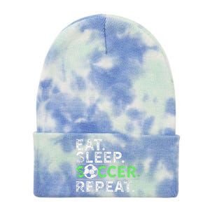 Funny Eat Sleep Soccer Repeat Soccer Player Coach Gift Tie Dye 12in Knit Beanie