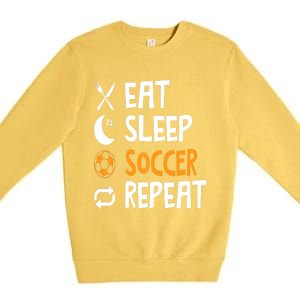 Funny Eat Sleep Soccer Repeat Player Coach Premium Crewneck Sweatshirt