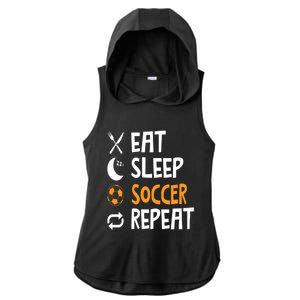 Funny Eat Sleep Soccer Repeat Player Coach Ladies PosiCharge Tri-Blend Wicking Draft Hoodie Tank