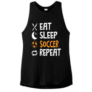 Funny Eat Sleep Soccer Repeat Player Coach Ladies PosiCharge Tri-Blend Wicking Tank