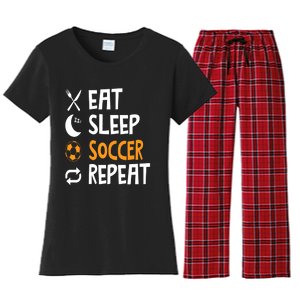 Funny Eat Sleep Soccer Repeat Player Coach Women's Flannel Pajama Set