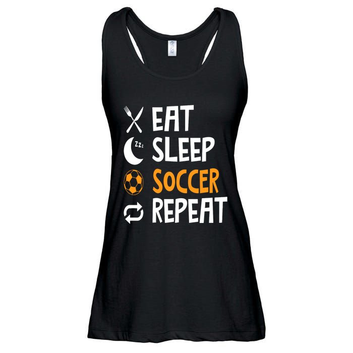 Funny Eat Sleep Soccer Repeat Player Coach Ladies Essential Flowy Tank