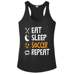 Funny Eat Sleep Soccer Repeat Player Coach Ladies PosiCharge Competitor Racerback Tank