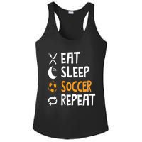 Funny Eat Sleep Soccer Repeat Player Coach Ladies PosiCharge Competitor Racerback Tank