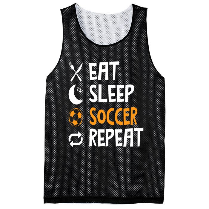 Funny Eat Sleep Soccer Repeat Player Coach Mesh Reversible Basketball Jersey Tank