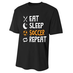 Funny Eat Sleep Soccer Repeat Player Coach Performance Sprint T-Shirt