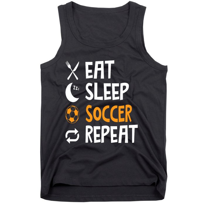 Funny Eat Sleep Soccer Repeat Player Coach Tank Top