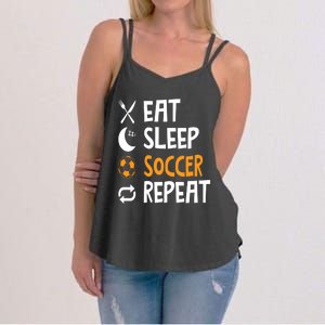 Funny Eat Sleep Soccer Repeat Player Coach Women's Strappy Tank