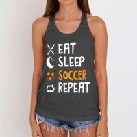 Funny Eat Sleep Soccer Repeat Player Coach Women's Knotted Racerback Tank