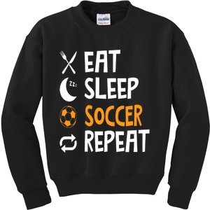 Funny Eat Sleep Soccer Repeat Player Coach Kids Sweatshirt