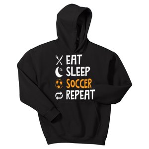 Funny Eat Sleep Soccer Repeat Player Coach Kids Hoodie