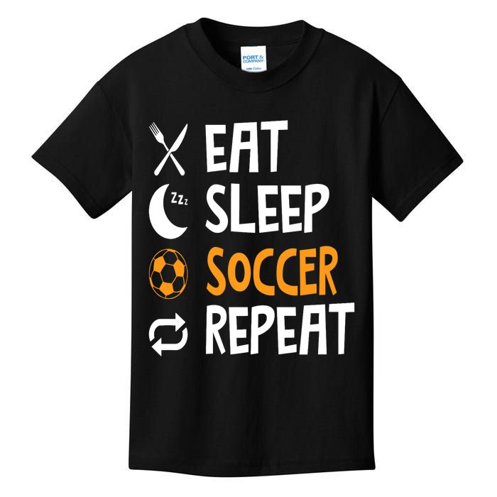 Funny Eat Sleep Soccer Repeat Player Coach Kids T-Shirt