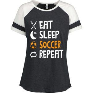 Funny Eat Sleep Soccer Repeat Player Coach Enza Ladies Jersey Colorblock Tee