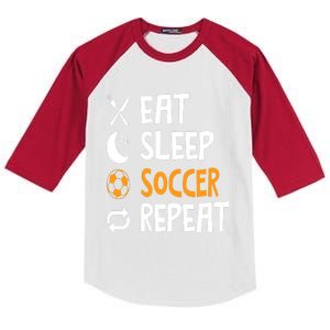 Funny Eat Sleep Soccer Repeat Player Coach Kids Colorblock Raglan Jersey