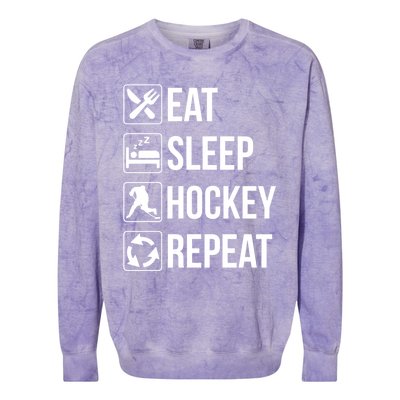 Funny Eat Sleep Hockey Repeat Funny Gift Colorblast Crewneck Sweatshirt