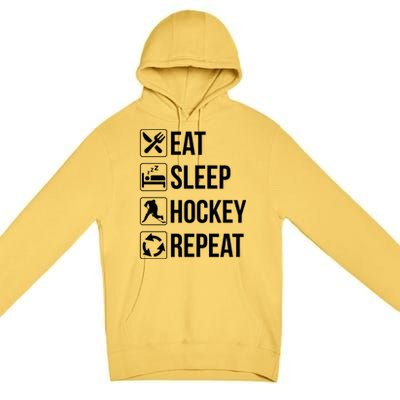 Funny Eat Sleep Hockey Repeat Funny Gift Premium Pullover Hoodie