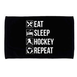 Funny Eat Sleep Hockey Repeat Funny Gift Microfiber Hand Towel