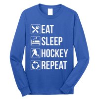 Funny Eat Sleep Hockey Repeat Funny Gift Long Sleeve Shirt