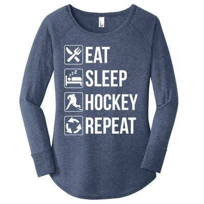 Funny Eat Sleep Hockey Repeat Funny Gift Women's Perfect Tri Tunic Long Sleeve Shirt