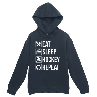 Funny Eat Sleep Hockey Repeat Funny Gift Urban Pullover Hoodie