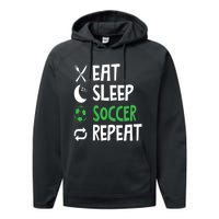 Funny Eat Sleep Soccer Repeat Player Coach Performance Fleece Hoodie