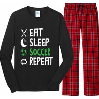 Funny Eat Sleep Soccer Repeat Player Coach Long Sleeve Pajama Set