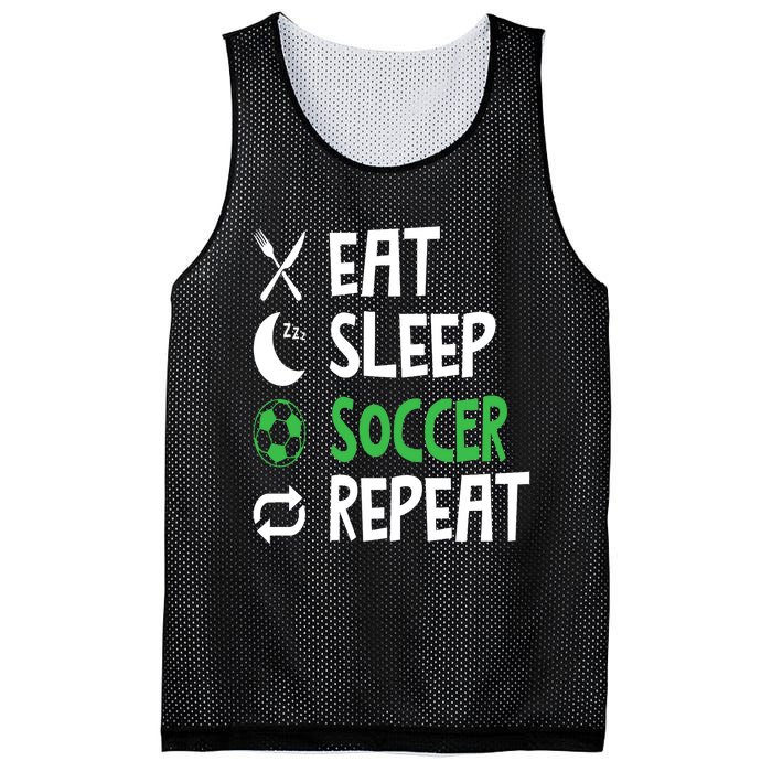 Funny Eat Sleep Soccer Repeat Player Coach Mesh Reversible Basketball Jersey Tank