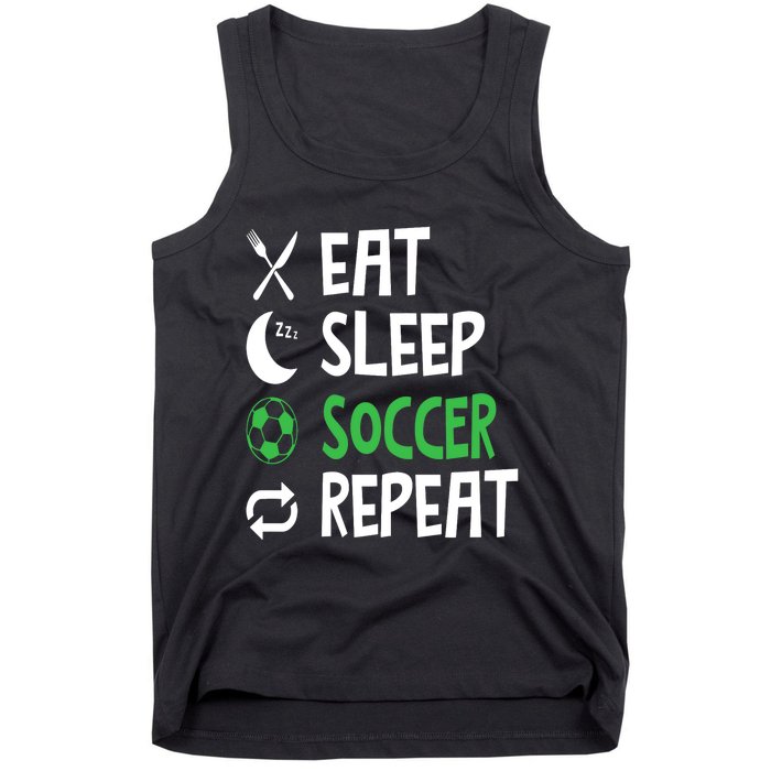 Funny Eat Sleep Soccer Repeat Player Coach Tank Top