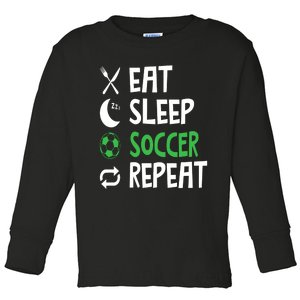 Funny Eat Sleep Soccer Repeat Player Coach Toddler Long Sleeve Shirt