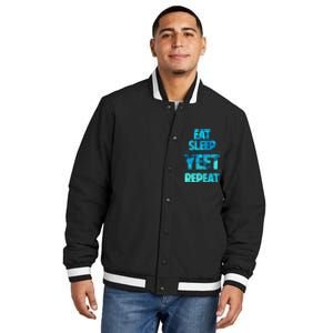 Funny Eat Sleep Yeet Repeat Insulated Varsity Jacket