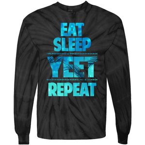 Funny Eat Sleep Yeet Repeat Tie-Dye Long Sleeve Shirt