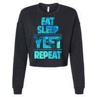 Funny Eat Sleep Yeet Repeat Cropped Pullover Crew