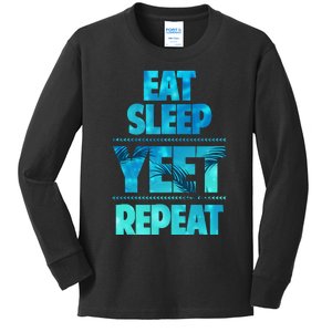 Funny Eat Sleep Yeet Repeat Kids Long Sleeve Shirt