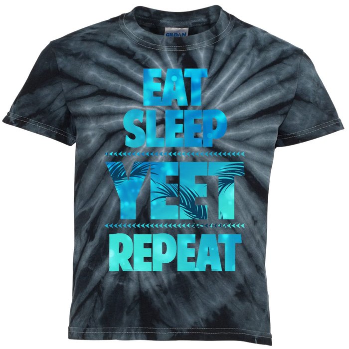 Funny Eat Sleep Yeet Repeat Kids Tie-Dye T-Shirt