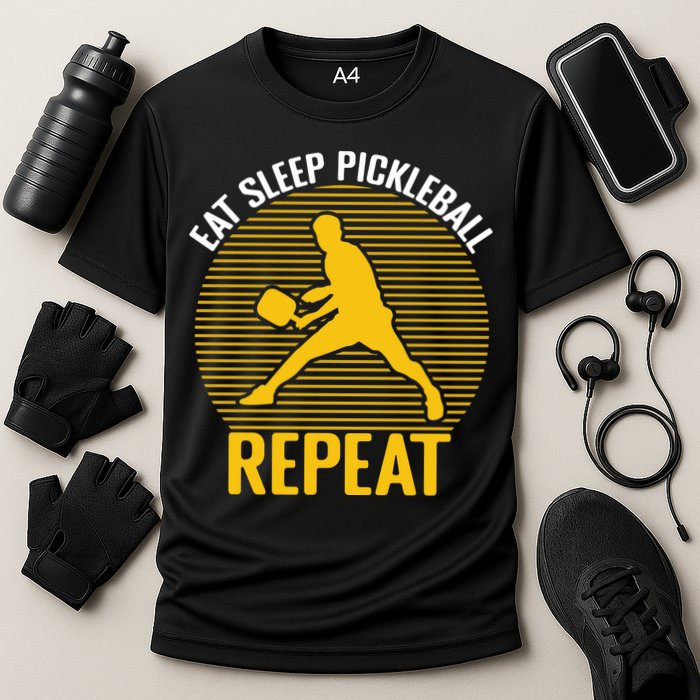Funny Eat Sleep Pickleball Repeat Sport Gift Pickleball Player Cooling Performance Crew T-Shirt