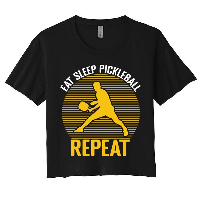 Funny Eat Sleep Pickleball Repeat Sport Gift Pickleball Player Crop Top