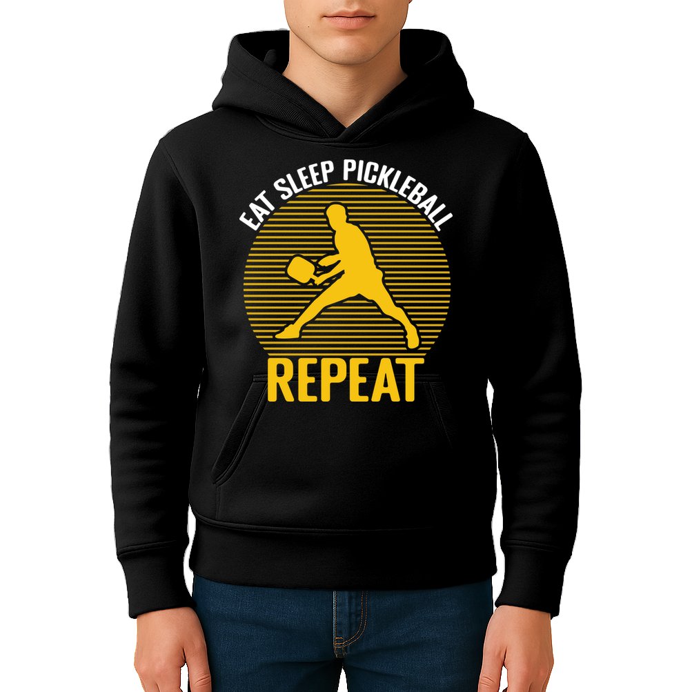 Funny Eat Sleep Pickleball Repeat Sport Gift Pickleball Player Kids Hoodie