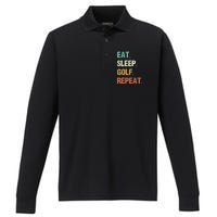 Funny Eat Sleep Golf Repeat Crazy Golf golf balls lovers Performance Long Sleeve Polo