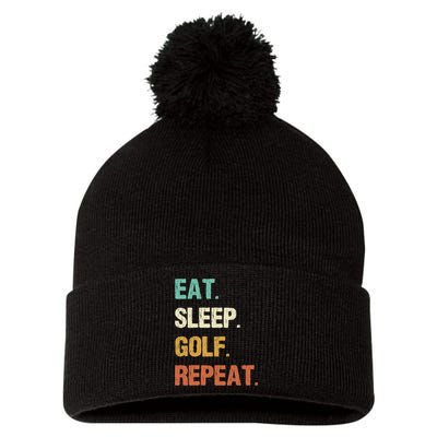 Funny Eat Sleep Golf Repeat Crazy Golf golf balls lovers Pom Pom 12in Knit Beanie