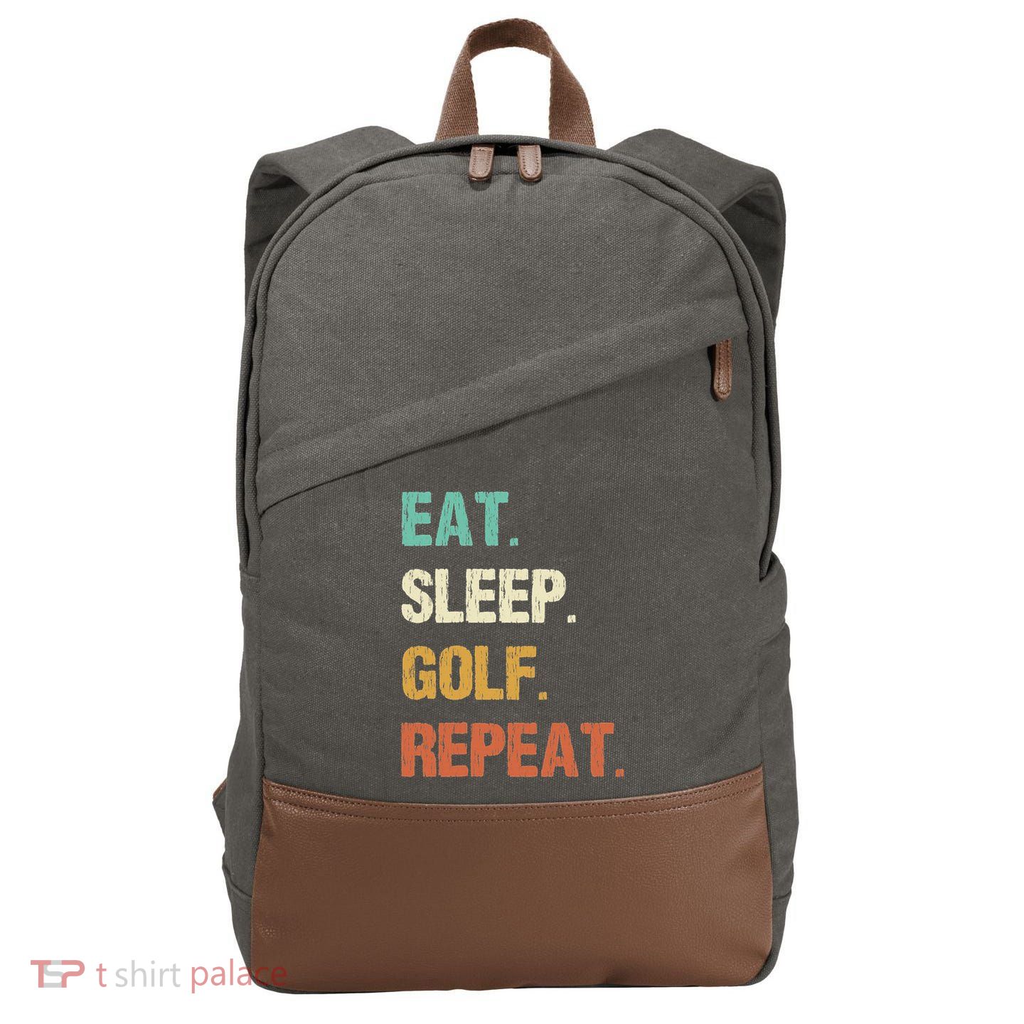 Funny Eat Sleep Golf Repeat Crazy Golf golf balls lovers Cotton Canvas Backpack