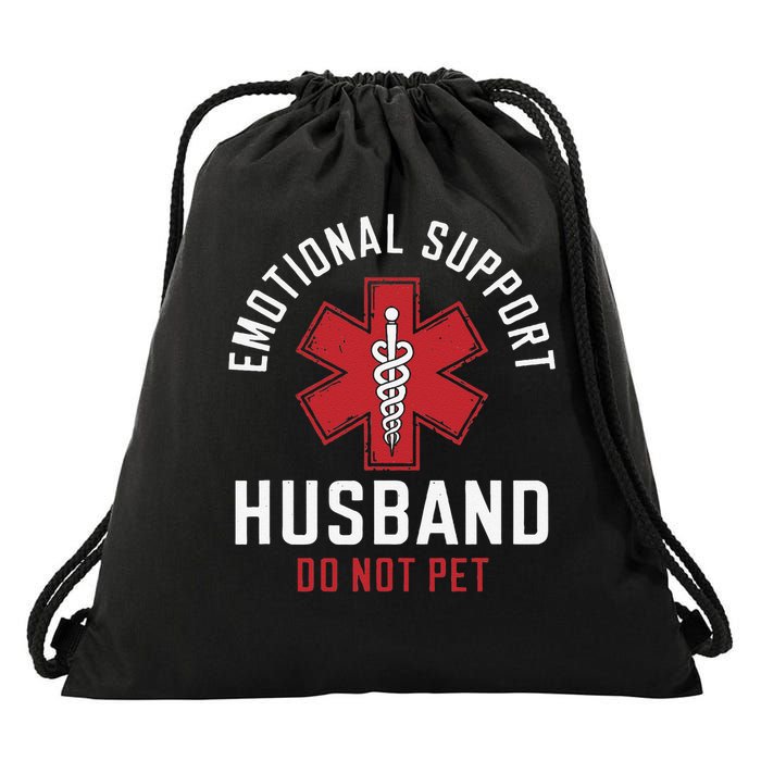 Funny Emotional Support Husband Do Not Pet Drawstring Bag