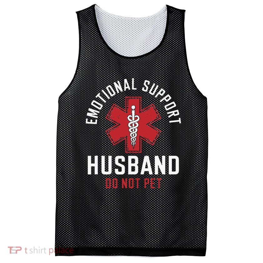 Funny Emotional Support Husband Do Not Pet Mesh Reversible Basketball Jersey Tank