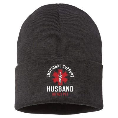 Funny Emotional Support Husband Do Not Pet Sustainable Knit Beanie