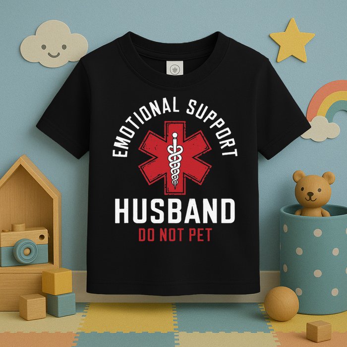 Funny Emotional Support Husband Do Not Pet Toddler T-Shirt