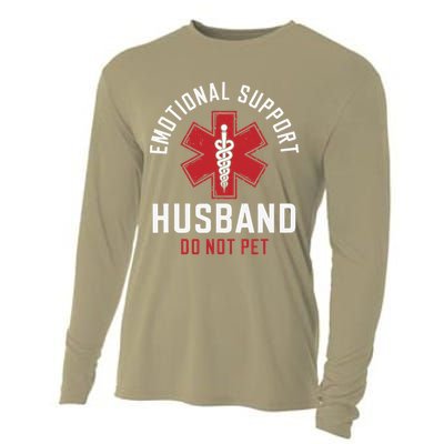 Funny Emotional Support Husband Do Not Pet Cooling Performance Long Sleeve Crew